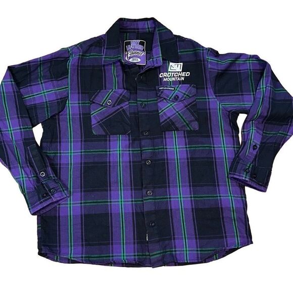 HOT LEATHERS FLM2011 MEN'S 'VOODOO' FLANNEL LONG SLEEVE shirt Sz L Crotched MTN - Picture 1 of 8